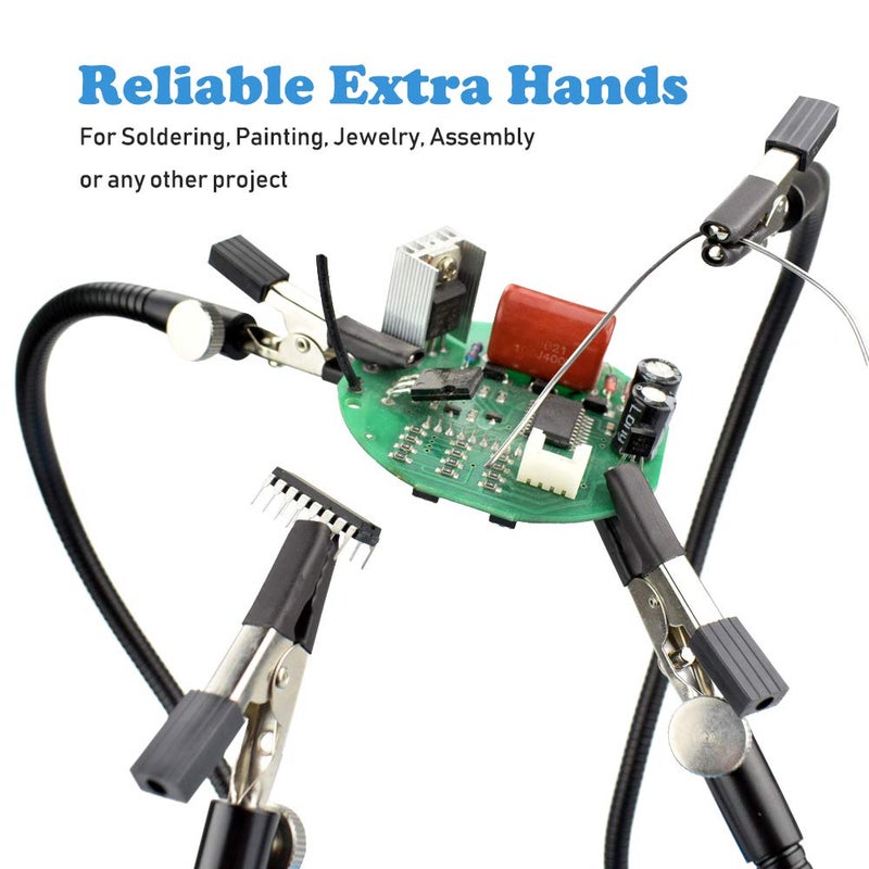 Toolour Magnetic Helping Hands Soldering Third Hand,4 Metal Arms with Adjustable Alligator,Flexible Solder Vise Clamps for Electronics Desoldering Repair Assembly Painting DIY Art Crafts Hobby - Image 2